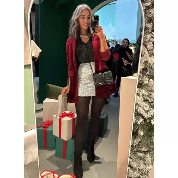 Happy Sailed Women's Velvet Blazer Jackets Casual Long Sleeve Lapel Collar Pocketed Blazer Suits Work Outfits