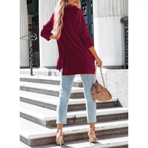 Happy Sailed Women's Velvet Blazer Jackets Casual Long Sleeve Lapel Collar Pocketed Blazer Suits Work Outfits