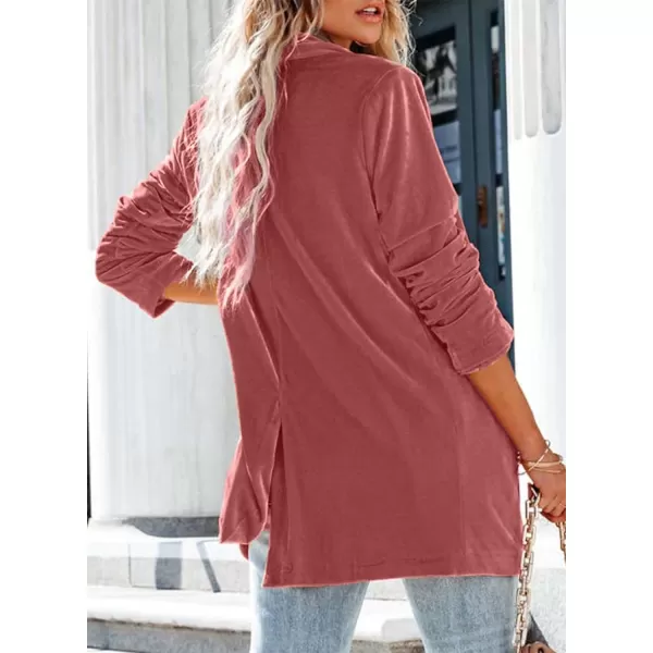 Happy Sailed Women's Velvet Blazer Jackets Casual Long Sleeve Lapel Collar Pocketed Blazer Suits Work Outfits