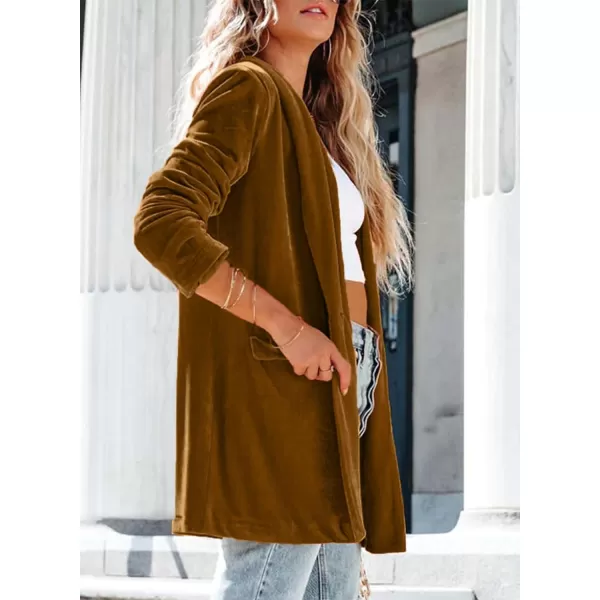 Happy Sailed Women's Velvet Blazer Jackets Casual Long Sleeve Lapel Collar Pocketed Blazer Suits Work Outfits