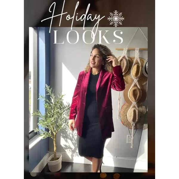 Happy Sailed Women's Velvet Blazer Jackets Casual Long Sleeve Lapel Collar Pocketed Blazer Suits Work Outfits