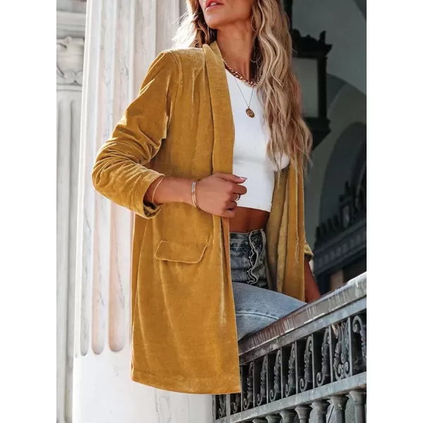 Happy Sailed Women's Velvet Blazer Jackets Casual Long Sleeve Lapel Collar Pocketed Blazer Suits Work Outfits