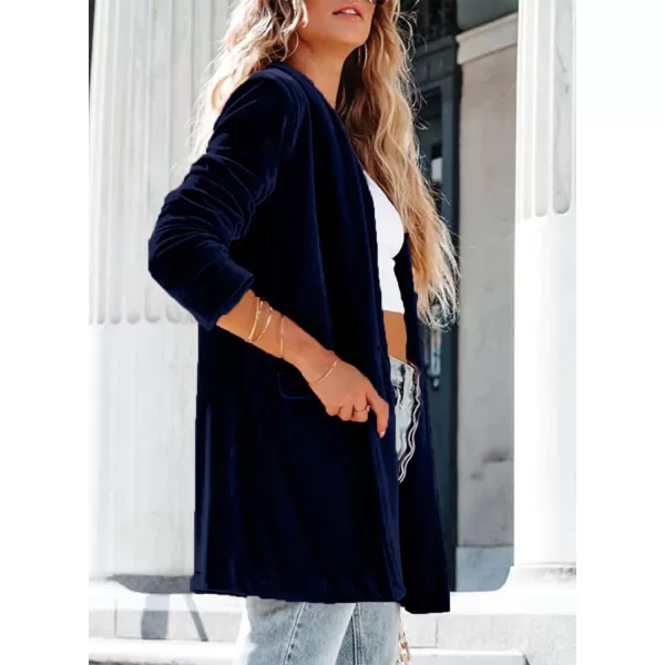 Happy Sailed Women's Velvet Blazer Jackets Casual Long Sleeve Lapel Collar Pocketed Blazer Suits Work Outfits