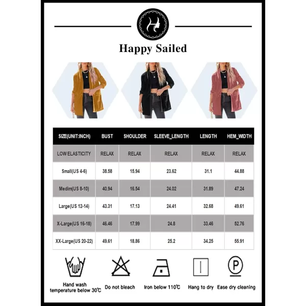 Happy Sailed Women's Velvet Blazer Jackets Casual Long Sleeve Lapel Collar Pocketed Blazer Suits Work Outfits