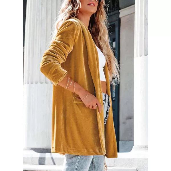 Happy Sailed Women's Velvet Blazer Jackets Casual Long Sleeve Lapel Collar Pocketed Blazer Suits Work Outfits