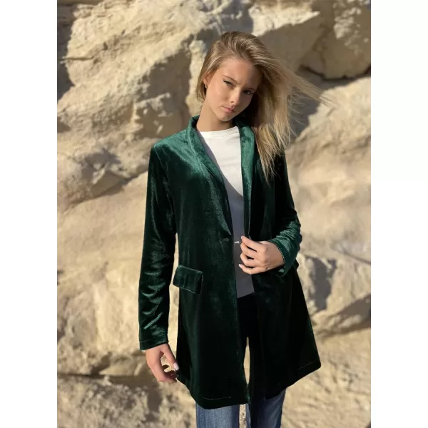 Happy Sailed Women's Velvet Blazer Jackets Casual Long Sleeve Lapel Collar Pocketed Blazer Suits Work Outfits