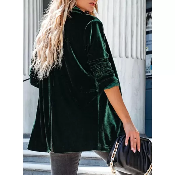Happy Sailed Women's Velvet Blazer Jackets Casual Long Sleeve Lapel Collar Pocketed Blazer Suits Work Outfits