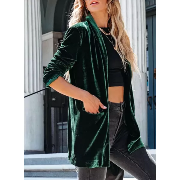 Happy Sailed Women's Velvet Blazer Jackets Casual Long Sleeve Lapel Collar Pocketed Blazer Suits Work Outfits