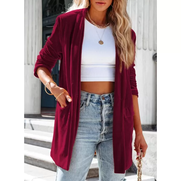 Happy Sailed Women's Velvet Blazer Jackets Casual Long Sleeve Lapel Collar Pocketed Blazer Suits Work Outfits