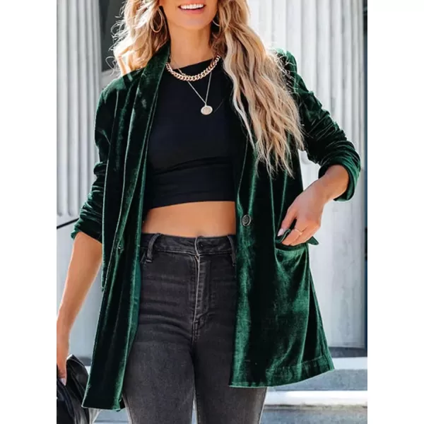 Happy Sailed Women's Velvet Blazer Jackets Casual Long Sleeve Lapel Collar Pocketed Blazer Suits Work Outfits