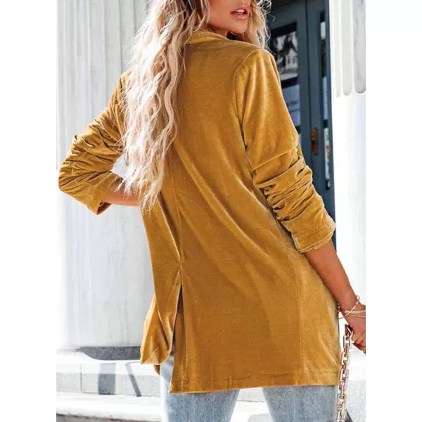 Happy Sailed Women's Velvet Blazer Jackets Casual Long Sleeve Lapel Collar Pocketed Blazer Suits Work Outfits