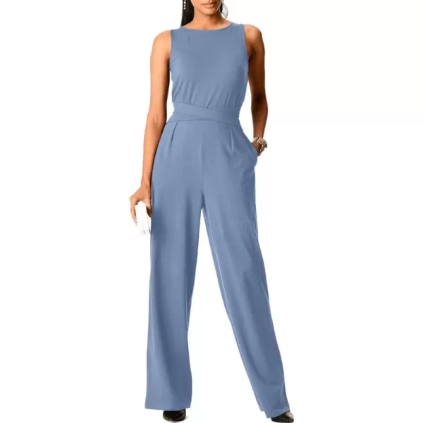 Happy Sailed Jumpsuits for Women Sleeveless Crewneck Cross Waist Wide Leg Long Pants Romper Dressy Business Casual Outfits