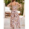imageHappy Sailed Jumpsuits for Women Summer Casual Floral Print Sleeveless Jumpsuit High Waist Wide Leg Pant Rompers with PocketsBlack