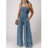 imageHappy Sailed Jumpsuits for Women Summer Casual Floral Print Sleeveless Jumpsuit High Waist Wide Leg Pant Rompers with PocketsBlue