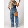 imageHappy Sailed Jumpsuits for Women Summer Casual Floral Print Sleeveless Jumpsuit High Waist Wide Leg Pant Rompers with PocketsBlue