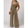 imageHappy Sailed Jumpsuits for Women Summer Casual Floral Print Sleeveless Jumpsuit High Waist Wide Leg Pant Rompers with PocketsBrown