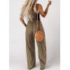imageHappy Sailed Jumpsuits for Women Summer Casual Floral Print Sleeveless Jumpsuit High Waist Wide Leg Pant Rompers with PocketsBrown