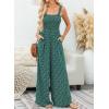 imageHappy Sailed Jumpsuits for Women Summer Casual Floral Print Sleeveless Jumpsuit High Waist Wide Leg Pant Rompers with PocketsDark Green