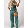 imageHappy Sailed Jumpsuits for Women Summer Casual Floral Print Sleeveless Jumpsuit High Waist Wide Leg Pant Rompers with PocketsDark Green