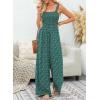 imageHappy Sailed Jumpsuits for Women Summer Casual Floral Print Sleeveless Jumpsuit High Waist Wide Leg Pant Rompers with PocketsDark Green