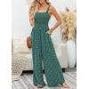 imageHappy Sailed Jumpsuits for Women Summer Casual Floral Print Sleeveless Jumpsuit High Waist Wide Leg Pant Rompers with PocketsDark Green