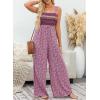 imageHappy Sailed Jumpsuits for Women Summer Casual Floral Print Sleeveless Jumpsuit High Waist Wide Leg Pant Rompers with PocketsPink