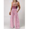imageHappy Sailed Jumpsuits for Women Summer Casual Floral Print Sleeveless Jumpsuit High Waist Wide Leg Pant Rompers with PocketsPink