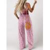 imageHappy Sailed Jumpsuits for Women Summer Casual Floral Print Sleeveless Jumpsuit High Waist Wide Leg Pant Rompers with PocketsPink