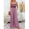 imageHappy Sailed Jumpsuits for Women Summer Casual Floral Print Sleeveless Jumpsuit High Waist Wide Leg Pant Rompers with PocketsPink