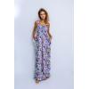 imageHappy Sailed Jumpsuits for Women Summer Casual Floral Print Sleeveless Jumpsuit High Waist Wide Leg Pant Rompers with PocketsPurple