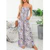 imageHappy Sailed Jumpsuits for Women Summer Casual Floral Print Sleeveless Jumpsuit High Waist Wide Leg Pant Rompers with PocketsPurple