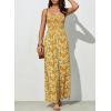 imageHappy Sailed Jumpsuits for Women Summer Casual Floral Print Sleeveless Jumpsuit High Waist Wide Leg Pant Rompers with PocketsYellow