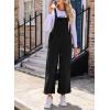 imageHappy Sailed Women Corduroy Overalls Winter Fall Casual Loose Sleeveless Adjustable Strap Wide Leg Jumpsuits with PocketsBlack