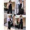 imageHappy Sailed Women Corduroy Overalls Winter Fall Casual Loose Sleeveless Adjustable Strap Wide Leg Jumpsuits with PocketsBlack