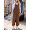 imageHappy Sailed Women Corduroy Overalls Winter Fall Casual Loose Sleeveless Adjustable Strap Wide Leg Jumpsuits with PocketsBrown