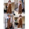 imageHappy Sailed Women Corduroy Overalls Winter Fall Casual Loose Sleeveless Adjustable Strap Wide Leg Jumpsuits with PocketsBrown