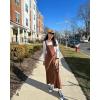 imageHappy Sailed Women Corduroy Overalls Winter Fall Casual Loose Sleeveless Adjustable Strap Wide Leg Jumpsuits with PocketsBrown