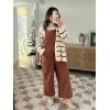 imageHappy Sailed Women Corduroy Overalls Winter Fall Casual Loose Sleeveless Adjustable Strap Wide Leg Jumpsuits with PocketsBrown