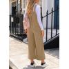 imageHappy Sailed Women Corduroy Overalls Winter Fall Casual Loose Sleeveless Adjustable Strap Wide Leg Jumpsuits with PocketsKhaki