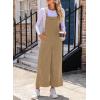 imageHappy Sailed Women Corduroy Overalls Winter Fall Casual Loose Sleeveless Adjustable Strap Wide Leg Jumpsuits with PocketsKhaki