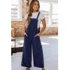 imageHappy Sailed Women Corduroy Overalls Winter Fall Casual Loose Sleeveless Adjustable Strap Wide Leg Jumpsuits with PocketsNavy Blue