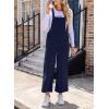 imageHappy Sailed Women Corduroy Overalls Winter Fall Casual Loose Sleeveless Adjustable Strap Wide Leg Jumpsuits with PocketsNavy Blue