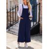 imageHappy Sailed Women Corduroy Overalls Winter Fall Casual Loose Sleeveless Adjustable Strap Wide Leg Jumpsuits with PocketsNavy Blue