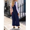imageHappy Sailed Women Corduroy Overalls Winter Fall Casual Loose Sleeveless Adjustable Strap Wide Leg Jumpsuits with PocketsNavy Blue