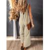 imageHappy Sailed Women Corduroy Overalls Winter Fall Casual Loose Sleeveless Adjustable Strap Wide Leg Jumpsuits with PocketsOffwhite