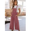 imageHappy Sailed Women Corduroy Overalls Winter Fall Casual Loose Sleeveless Adjustable Strap Wide Leg Jumpsuits with PocketsPink