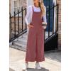imageHappy Sailed Women Corduroy Overalls Winter Fall Casual Loose Sleeveless Adjustable Strap Wide Leg Jumpsuits with PocketsPink