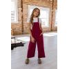 imageHappy Sailed Women Corduroy Overalls Winter Fall Casual Loose Sleeveless Adjustable Strap Wide Leg Jumpsuits with PocketsRed