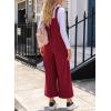 imageHappy Sailed Women Corduroy Overalls Winter Fall Casual Loose Sleeveless Adjustable Strap Wide Leg Jumpsuits with PocketsRed