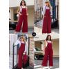 imageHappy Sailed Women Corduroy Overalls Winter Fall Casual Loose Sleeveless Adjustable Strap Wide Leg Jumpsuits with PocketsRed